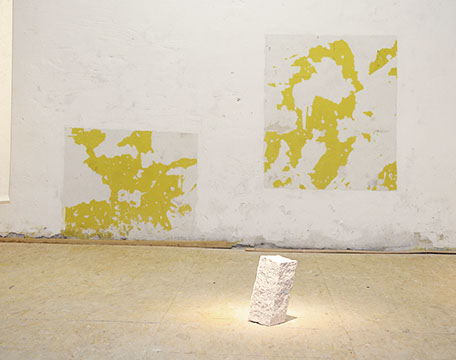 Measuring the Human Landscape, installation view, Michaela Putz 2015; drawing, sgraffito, stone